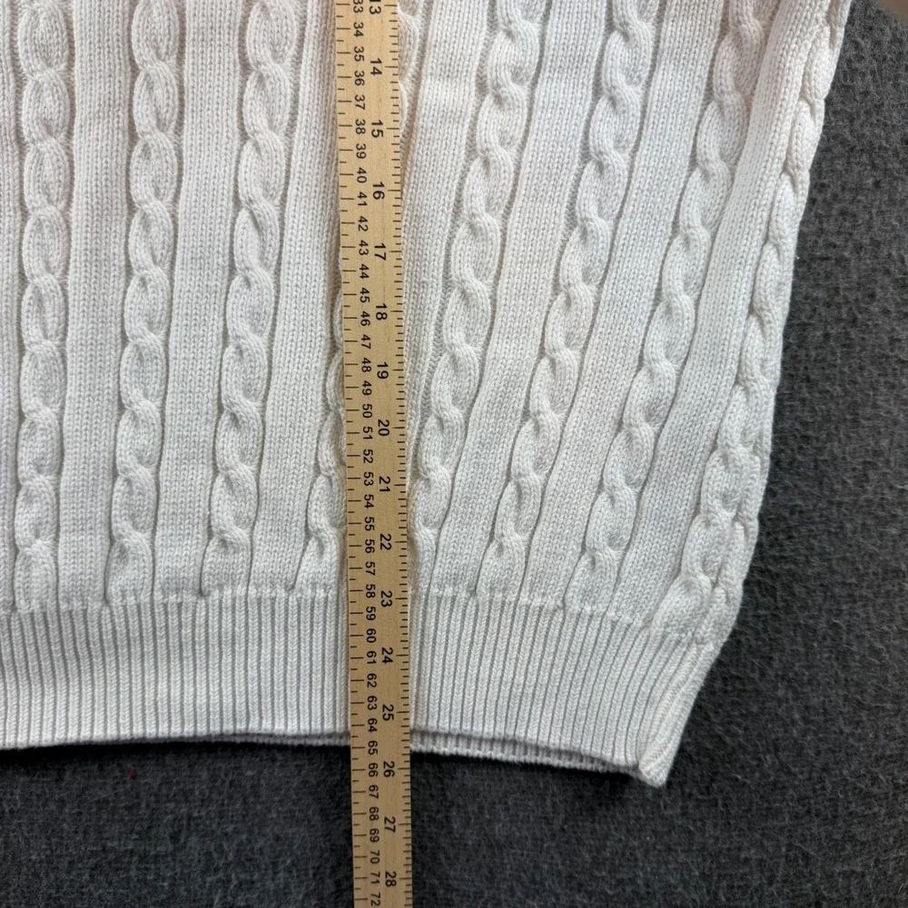 Izod‎ Club Sweater Vest Mens XL Cream Cable Knit Cotton Brick Landing Plantation